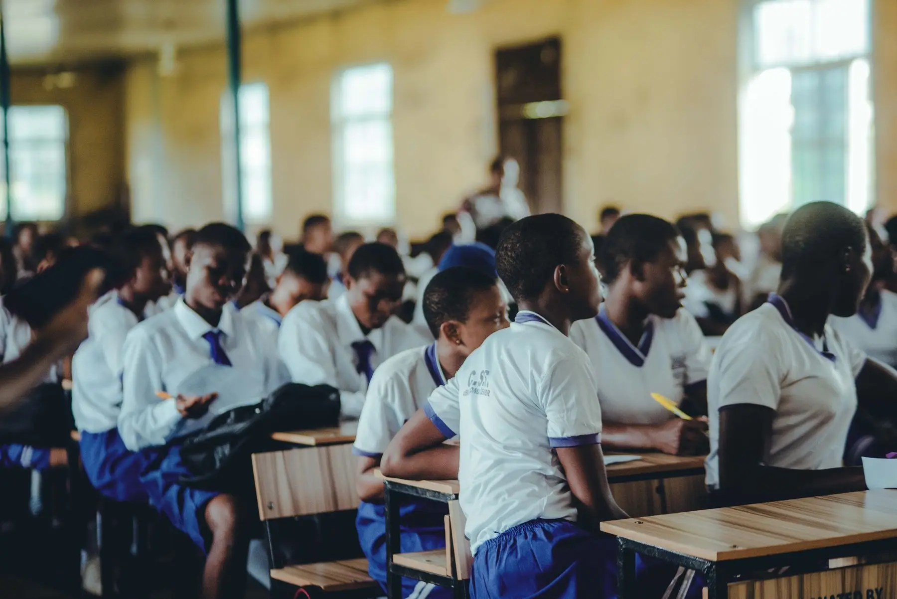 A full secondary classroom during a lesson